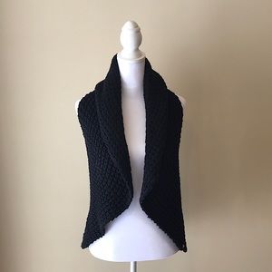 Pure Handknit Black Cardigan Vest Size S/M